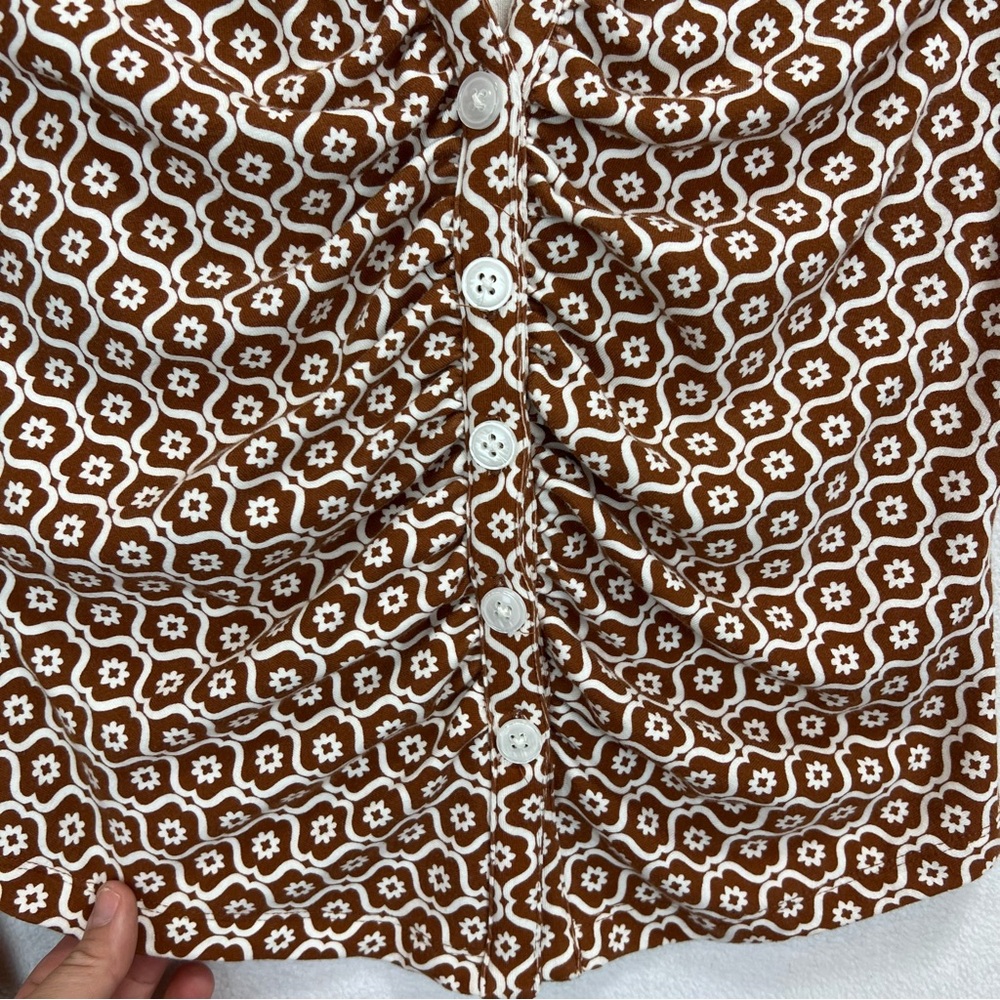 Anthropologie Maeve Ruched Shirt Size Medium Retro Graphic Print Y2K Inspired - Picture 6 of 9